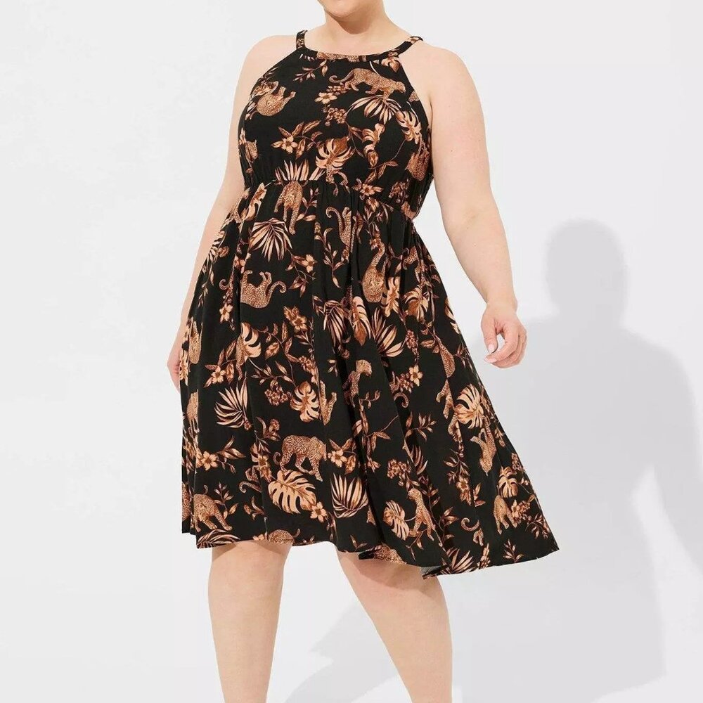 ❤NWT TORRID MINI A LINE DRESS w/POCKETS - LEOPARD ANIMAL PRINT PLUS SIZE